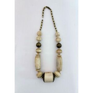 Vintage Tribal Bone and Metal Statement Necklace